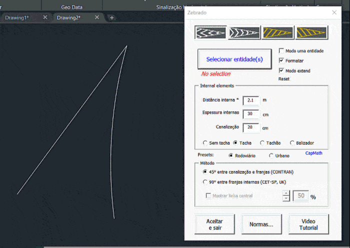 zebrados e
                            outros elementos viários facilmente desenhados